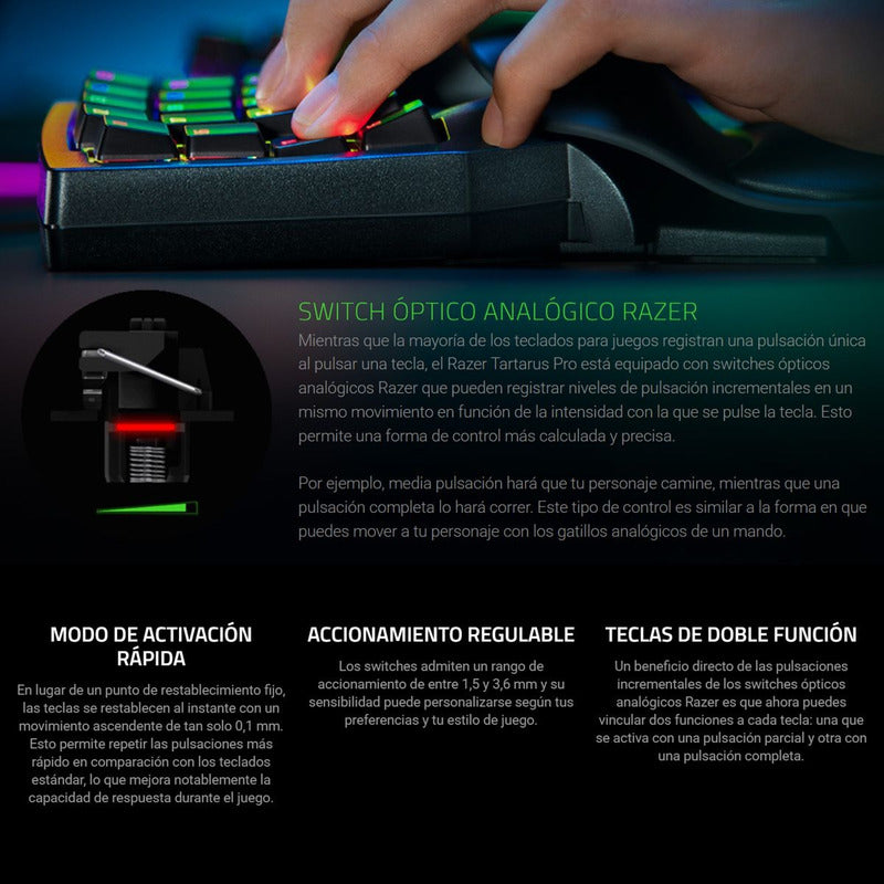 Teclado Keypad Razer Tartarus Pro Óptico Analógico 32 Teclas