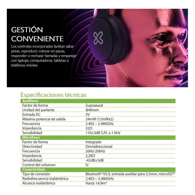 Diadema Bluetooth Manos Libres Klip Xtreme Melodik Kwh-050wh