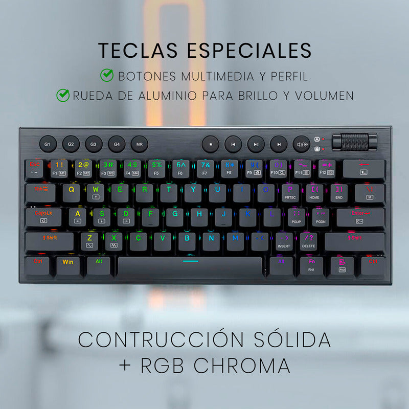 Teclado Gamer Inalámbrico Redragon Horus Mini K632 Pro Rgb Color Del Teclado Negro Idioma Inglés Us
