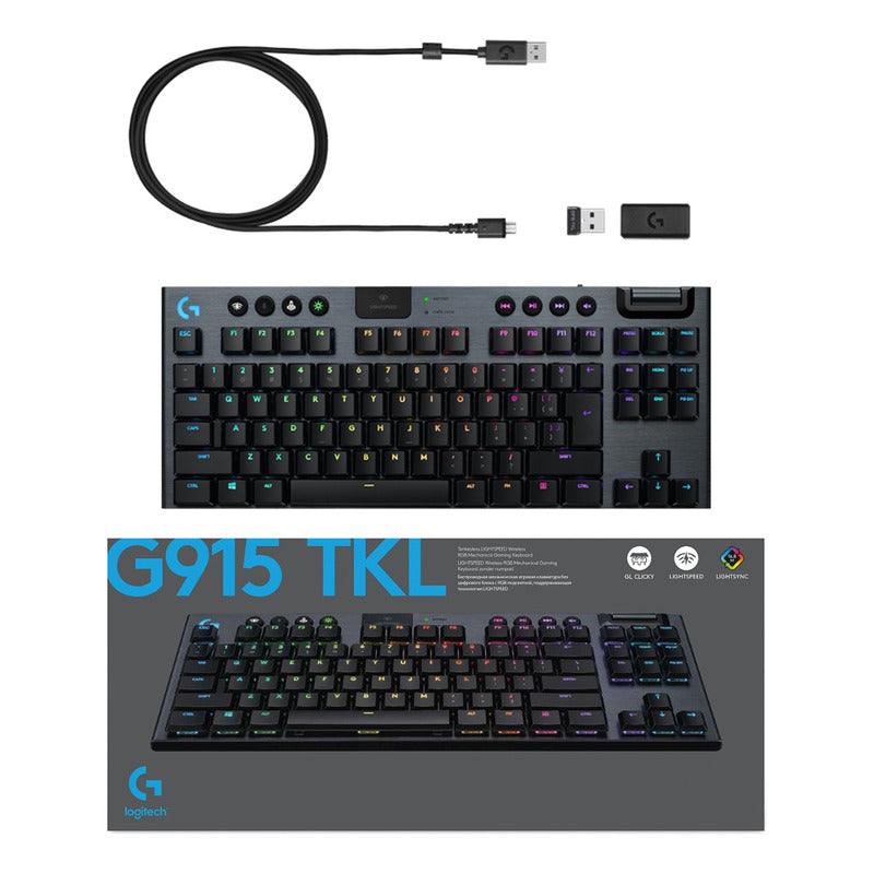 Teclado Gamer Mecánico Inalámbrico Logitech G915 Tkl Carbon