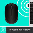 Mouse Inalámbrico Logitech M170 Receptor USB 2.4GHz Batería 12 Meses Diseño Portátil Ambidiestro - Negro