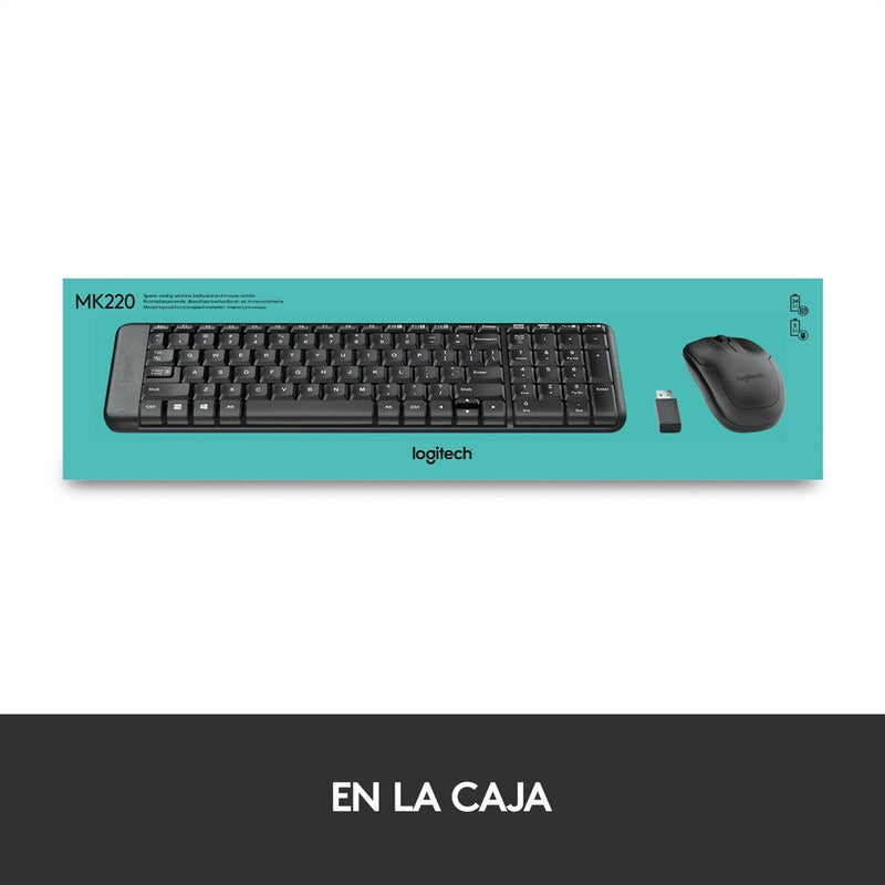 Combo Teclado Compacto Y Mouse Inalámbricos, Logitech Mk220 Negro Negro