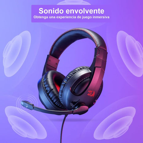 Diadema Gamer Redragon H211 Cronus RGB Stereo Multiplataforma 3.5mm Micrófono Unidireccional, Negro