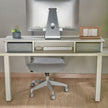 Base Eleva-monitor Madera Con 2 Cajones Techgo Tdb-1 Blanco