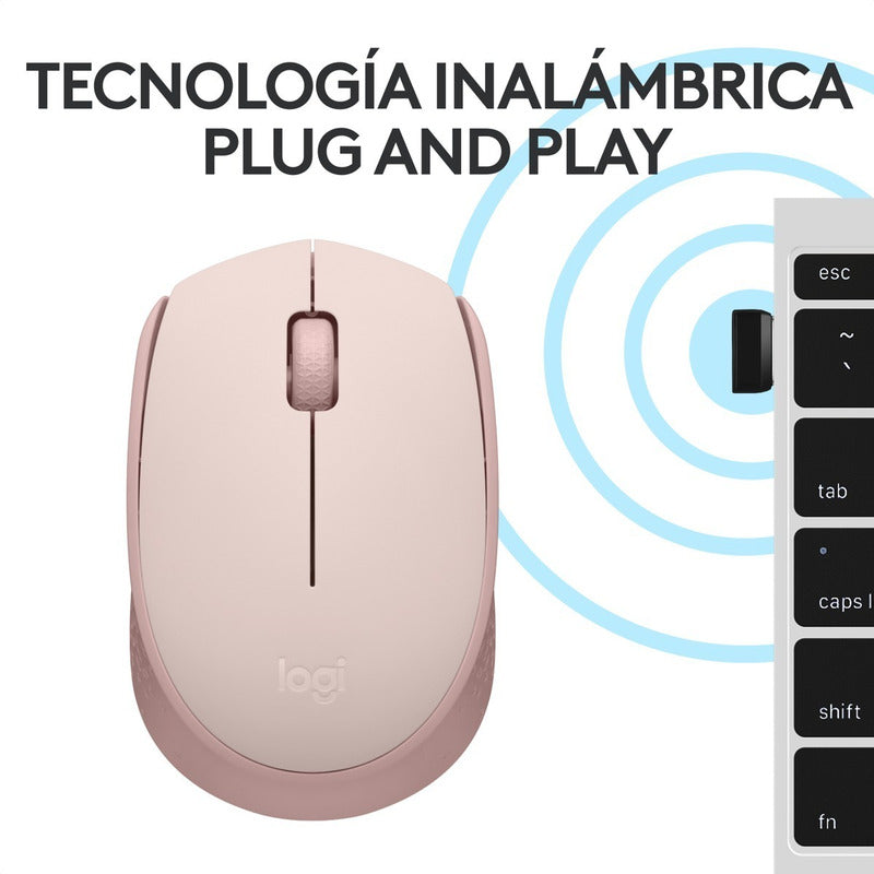 Mouse Inalámbrico Logitech M170, Cómodo Y Portátil - Rosado