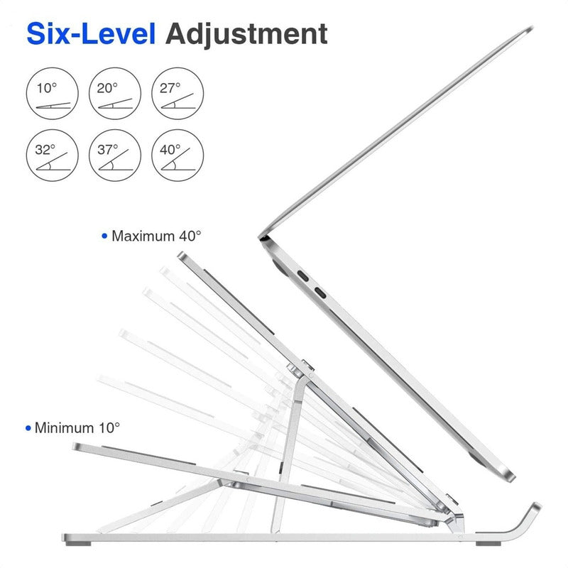 Base Soporte Para Portátil Ergonómica/reclinable, 7 Niveles Plateado