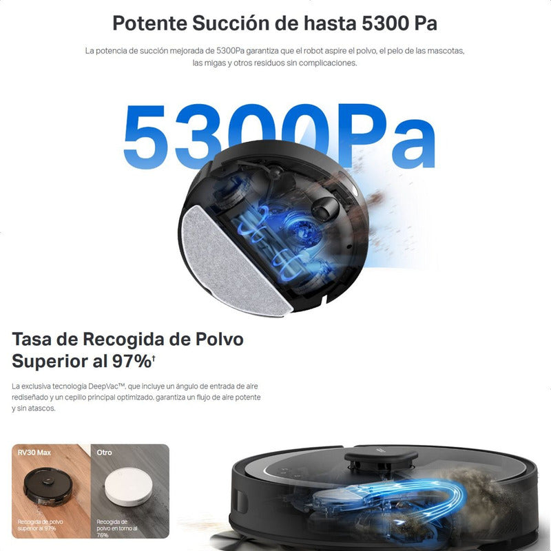Aspiradora Robot Smart + Estación Tp-link Tapo Rv30 Max Plus, 5300Pa, Navegación LiDAR