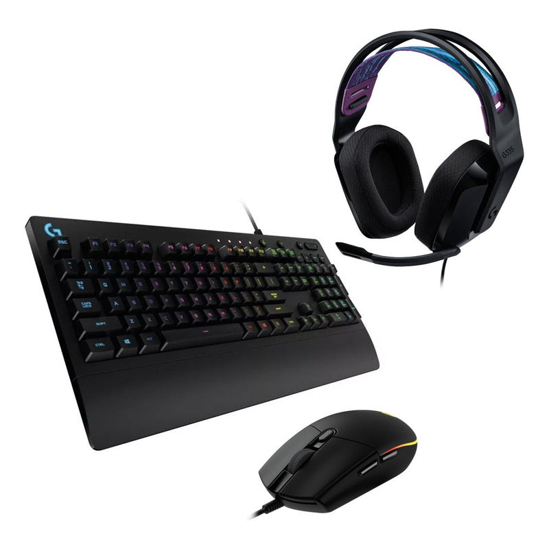 Combo Gamer Teclado Logitech G213 + Mouse G203 + Diadema G335