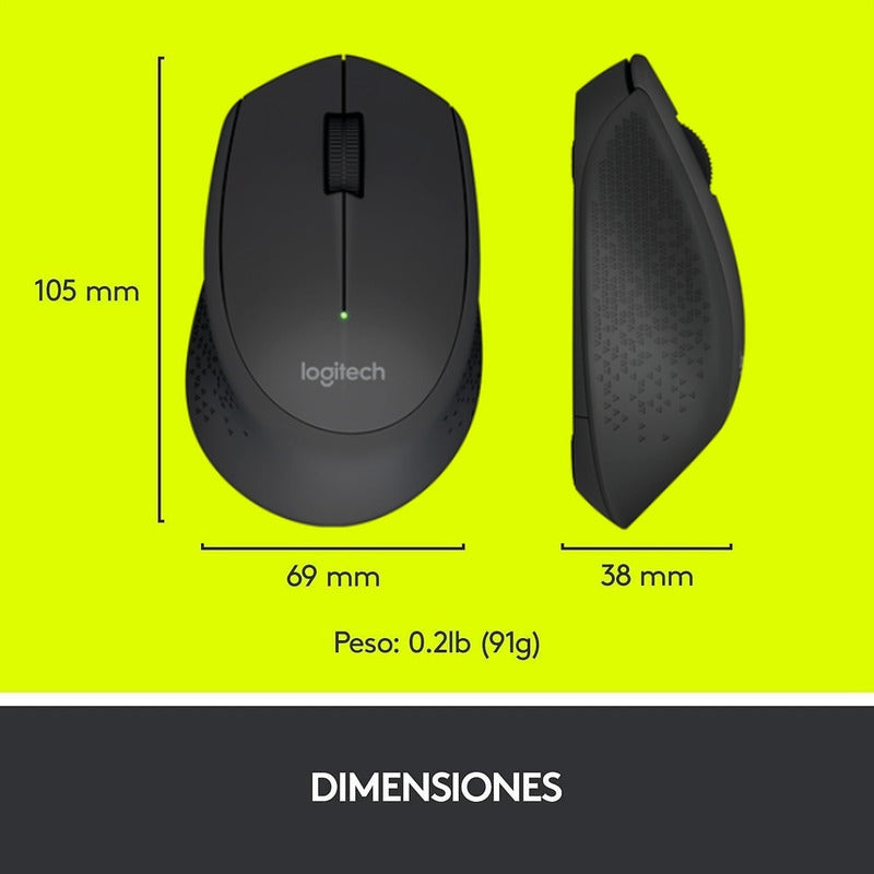 Mouse Inalámbrico Logitech M280 / Diseño Confortable - Negro