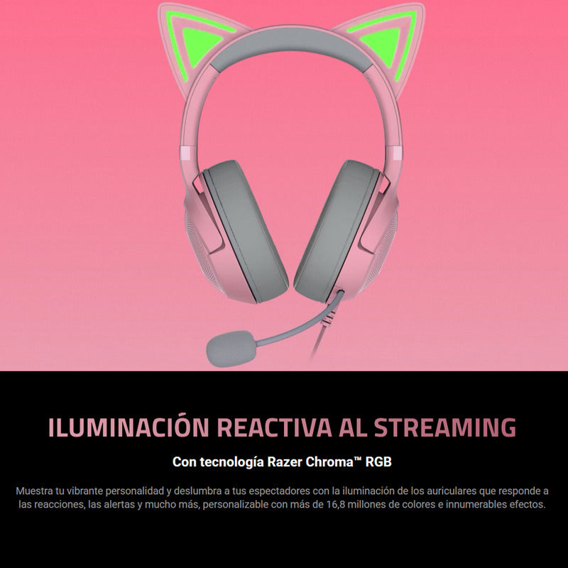 Diadema Gamer Inalámbrica Bt Razer Kraken Kitty V2, Rosa