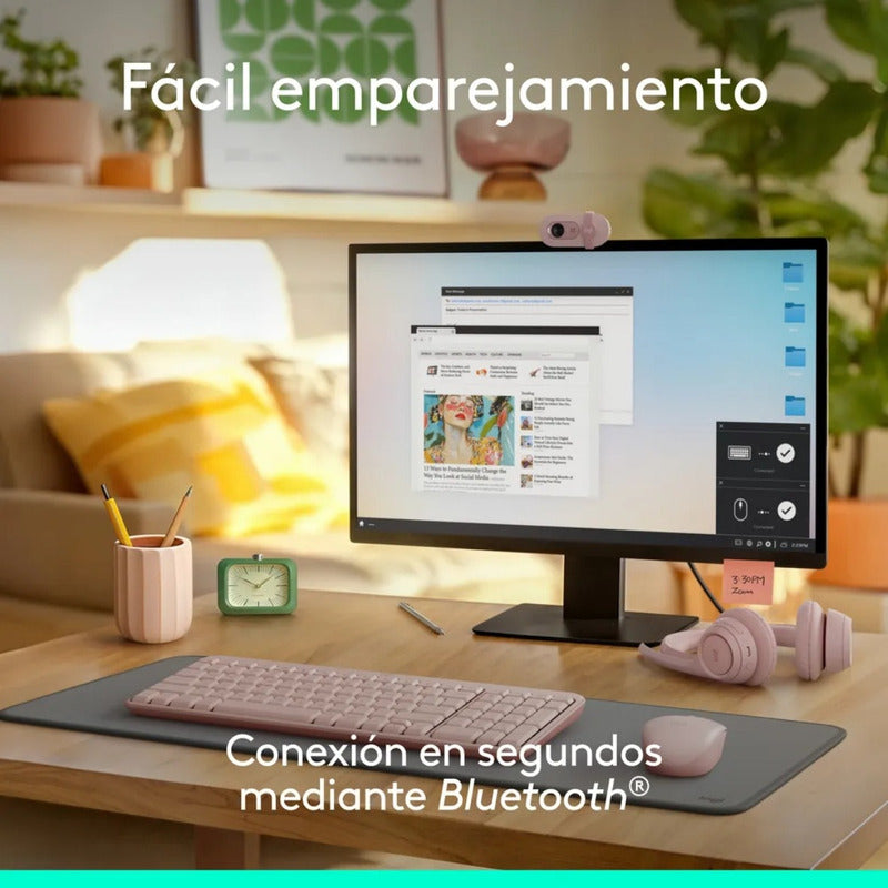 Teclado Bluetooth Inalámbrico Logitech K250 Compacto, Rosa