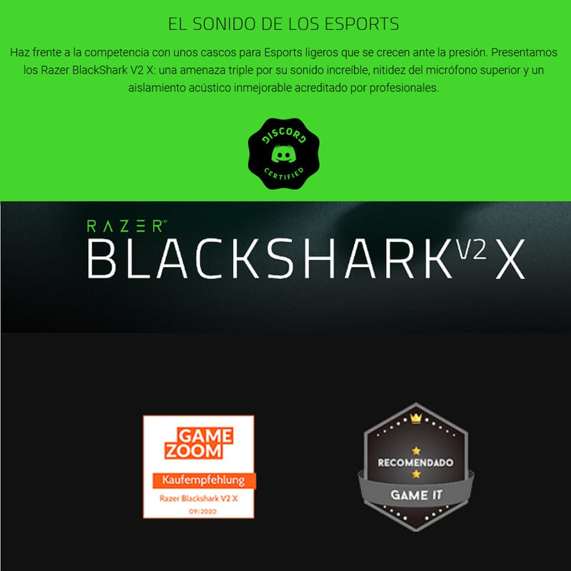 Audífonos Diadema Gamer Razer Blackshark V2 X Sonido 7.1 Blk