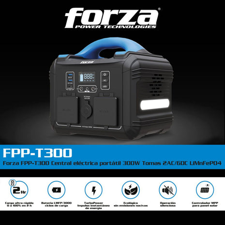 Planta Eléctrica Portátil Forza Fpp-t300, Baterías Lmfp 300w
