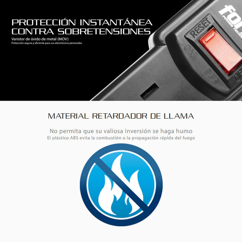 Multitoma Forza Ps-611ul, Extensión 90cm / 6 Tomas / 1875w