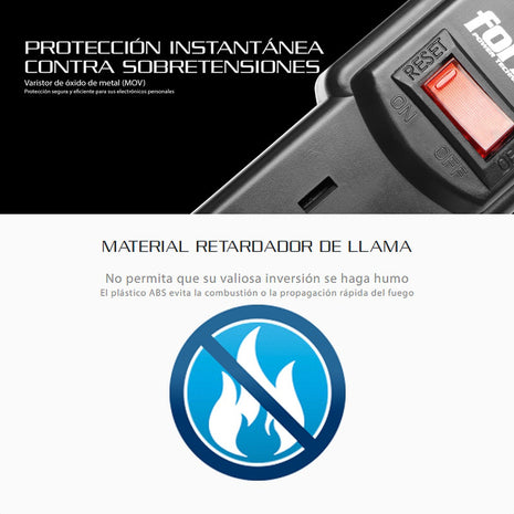 Multitoma Forza Ps-611ul, Extensión 90cm / 6 Tomas / 1875w