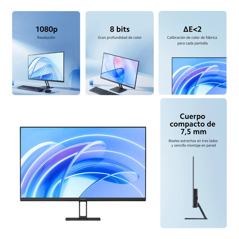 Monitor Xiaomi A27i IPS 27” Full HD 1080p 100Hz Diseño Ultra Delgado 7.5mm Calibrado ΔE<2 HDMI/DP - Negro