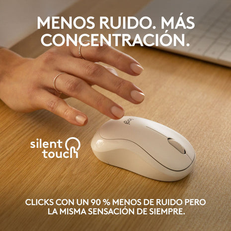 Logitech M240 Silent Ratón Bluetooth Inalámbrico 90% Más Silencioso Compacto y Cómodo - Blanco