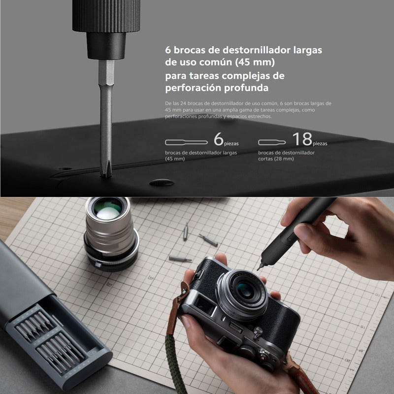 Xiaomi Kit Destornillador Eléctrico De Precisión + 24 Puntas de Acero, Batería Recargable y Estuche Magnético