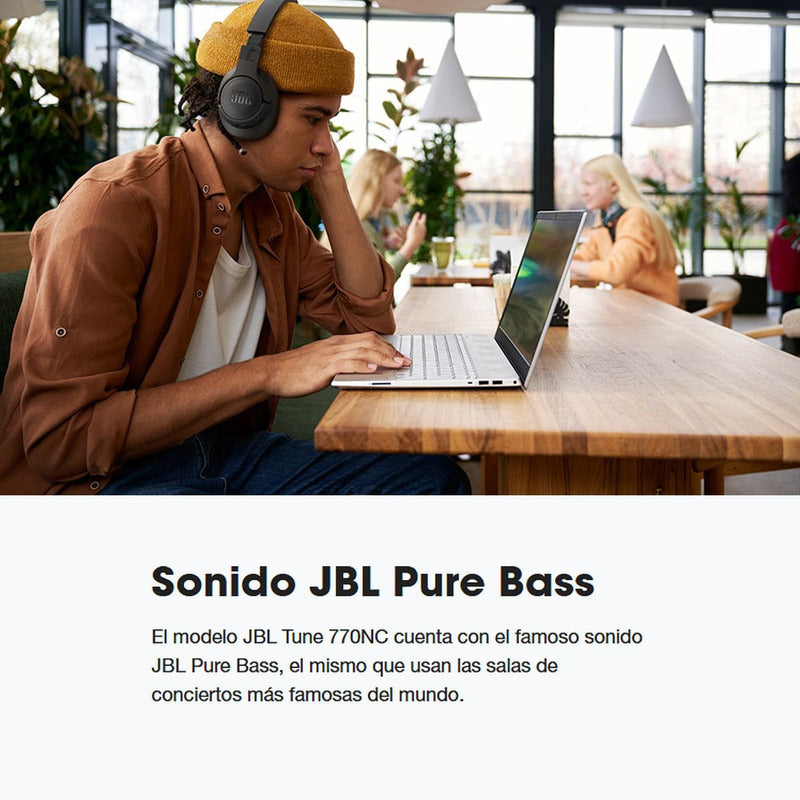 Audífonos Diadema JBL Tune 770NC Bluetooth 5.3 ANC Adaptativo Pure Bass Sound Batería 70 Horas - Azul