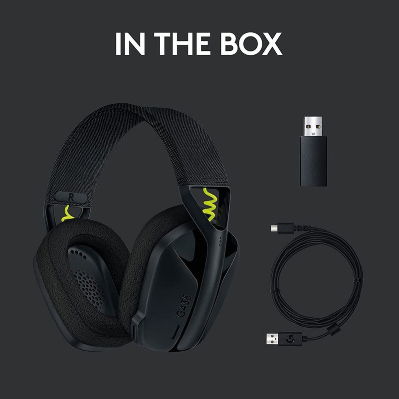 Diadema Gamer Inalámbrica + Bt, Logitech G435, Pc Ps4, Negra Negro/amarillo Fluorescente