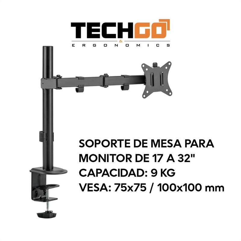 Soporte De Escritorio Para Monitor 17~32, Techgo Spm-1103 Negro