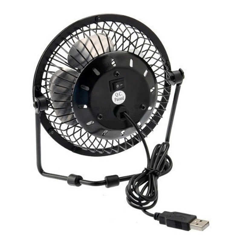 Ventilador Usb Portátil 20cm Metálico Ajustable / Silencioso Negro
