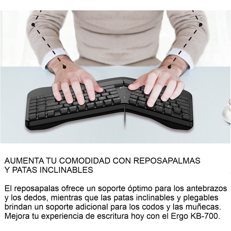 Teclado Ergonómico Con Reposamuñecas Genius Ergo Kb-700