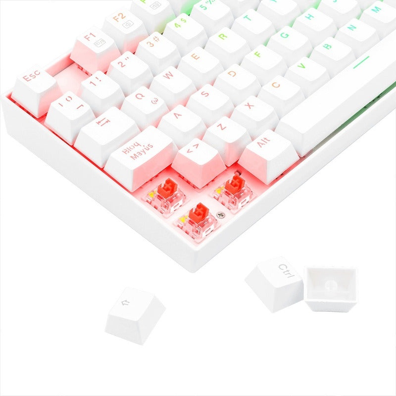 Teclado Mecánico Redragon K552rgb Kumara Blanco, Switch Rojo Español Latinoamérica