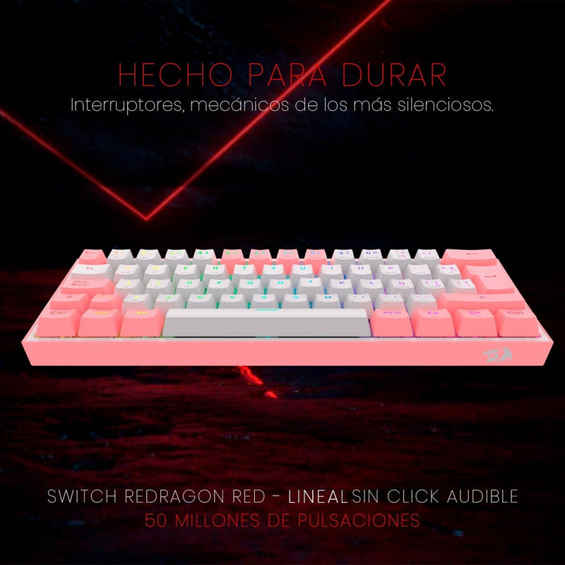 Teclado Gamer Mecánico Wireless Redragon K616rgb-wp Fizz Pro