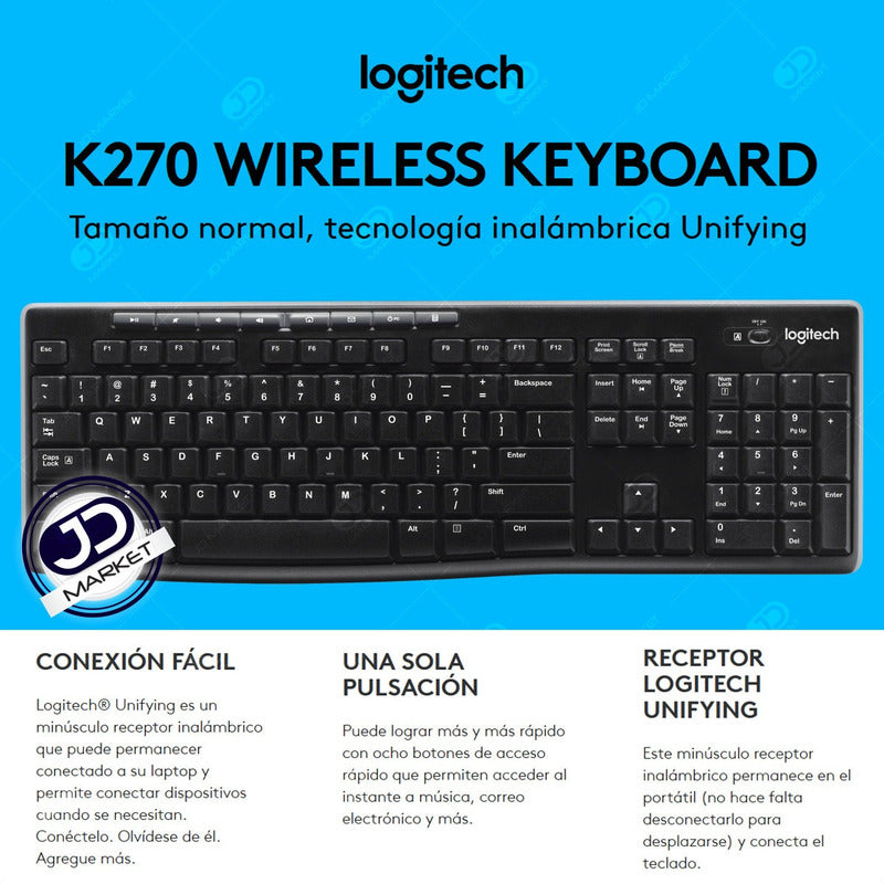 Teclado Inalámbrico Unifying Logitech K270 / Multimedia