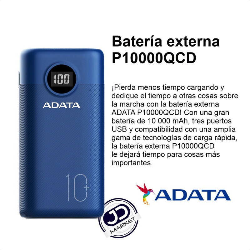 Power Bank 10000mah Multi Carga Rápida Adata P10000qcd Azul