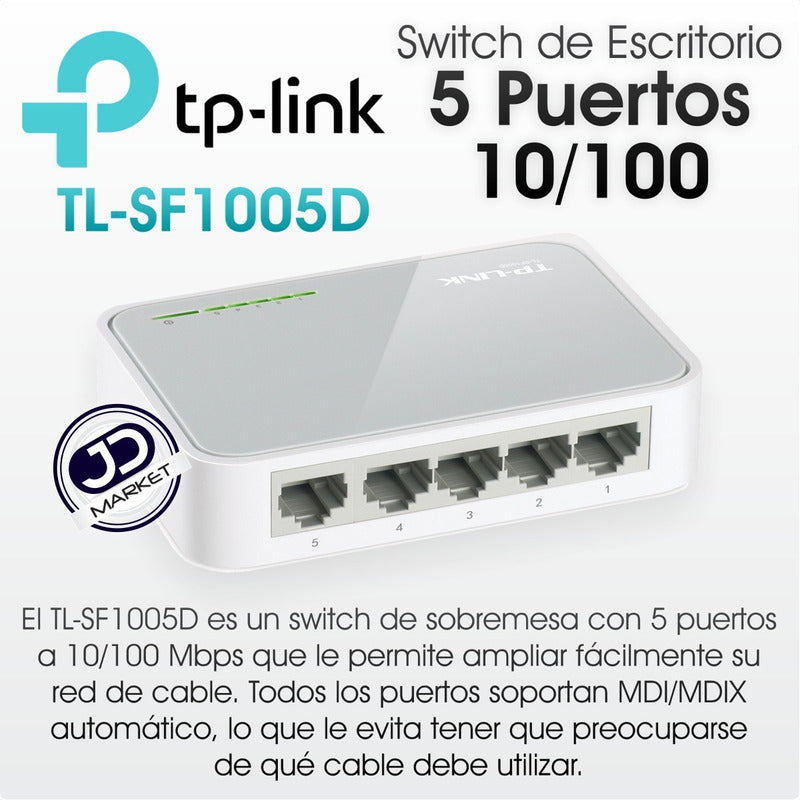 Switch De Escritorio De 5 Puertos 10/100, Tp-link Tl-sf1005d