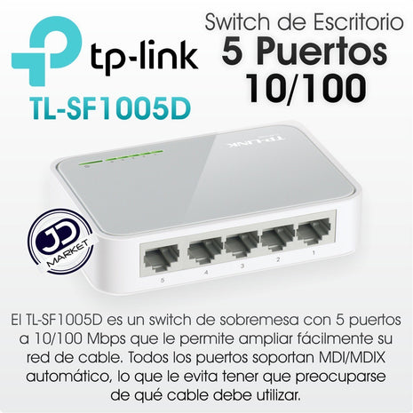 Switch De Escritorio De 5 Puertos 10/100, Tp-link Tl-sf1005d