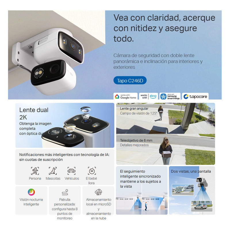 Cámara Seguridad Wifi Con Doble Lente 2k, Tp-link Tapo C246d