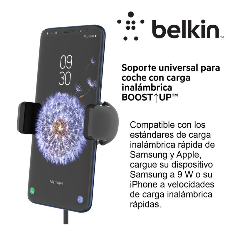 Cargador De Carro Inalámbrico Qi Belkin Carga Rápida Rejilla