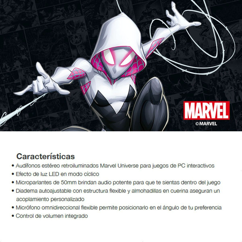 Diadema Gamer Estéreo Xtech Xth-m565sg Edición Ghost Spider