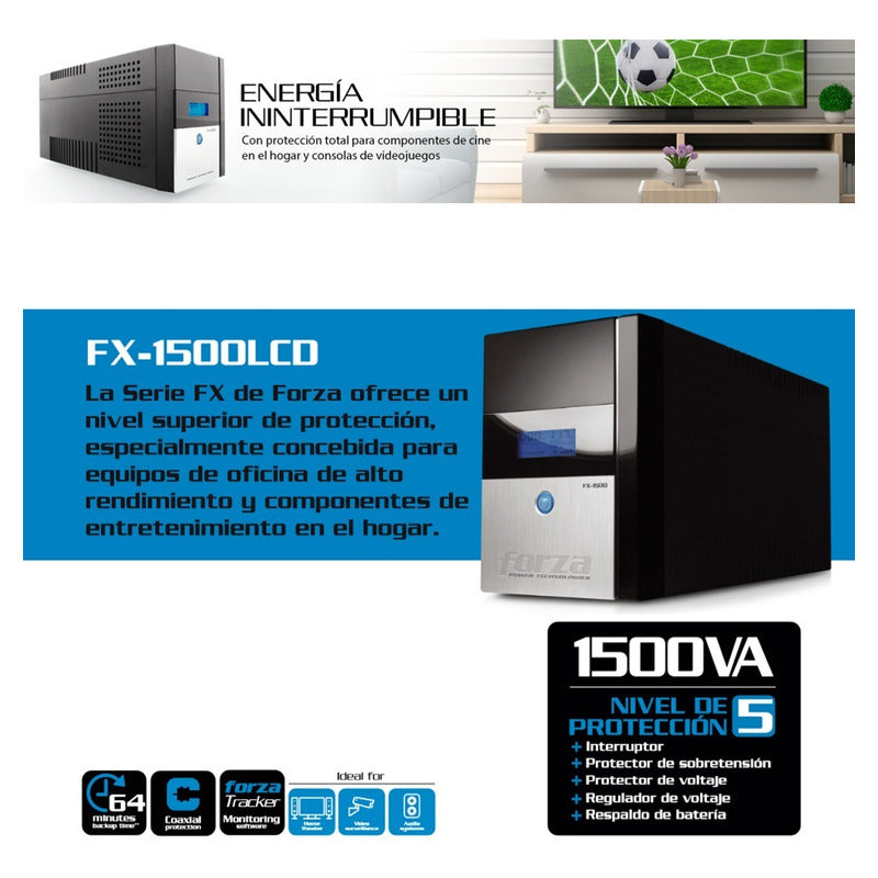 Ups Interactiva Forza Fx-1500lcd, 1500va/840w 8 Tomas