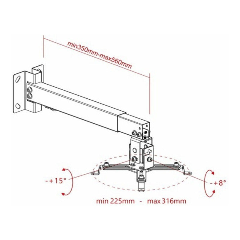 Soporte Universal de Pared y Techo para Proyector/Video Beam TechGo SPP-01, Negro
