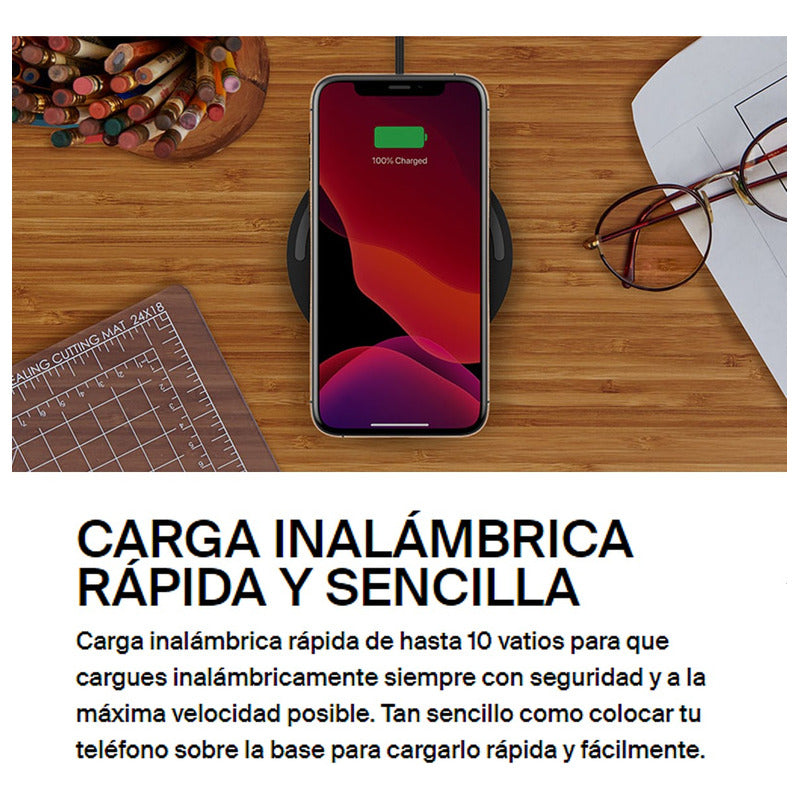 Base De Carga Pad Inalámbrica Qi 10w Belkin Boostcharge, Bk