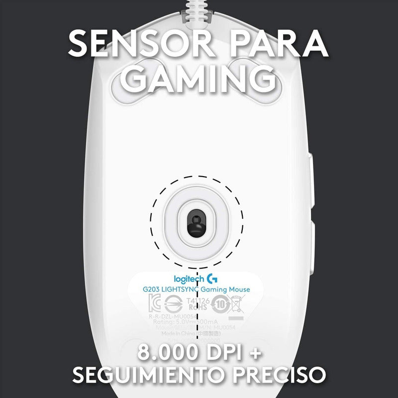 Mouse Gamer Logitech G203 Lightsync Rgb / 8000dpi - Blanco