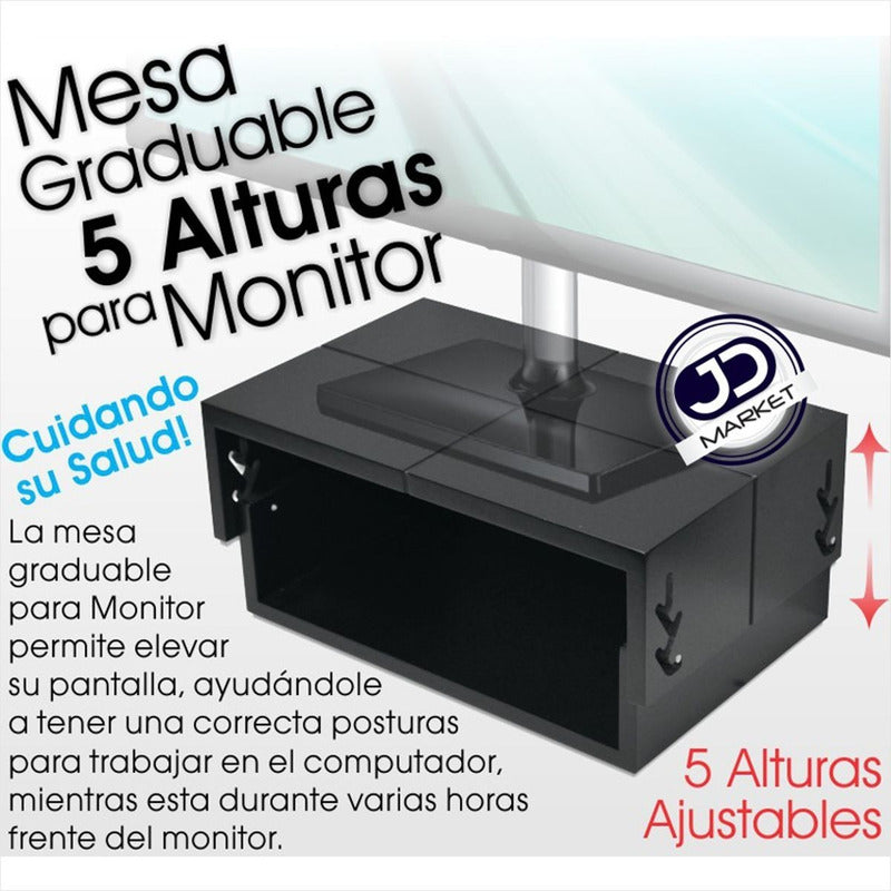 Base / Mesa Monitor Pc, Altura 5 Niveles 10~16cm, Ancho 34cm