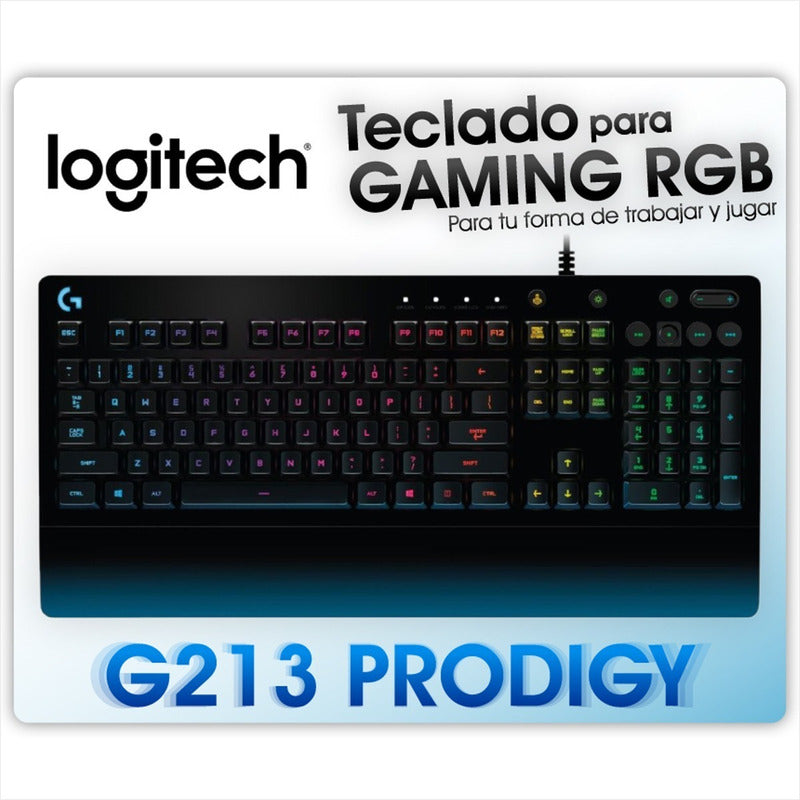 Teclado Gamer Logitech G213 Prodigy Con Iluminación Rgb Negro Inglés Us
