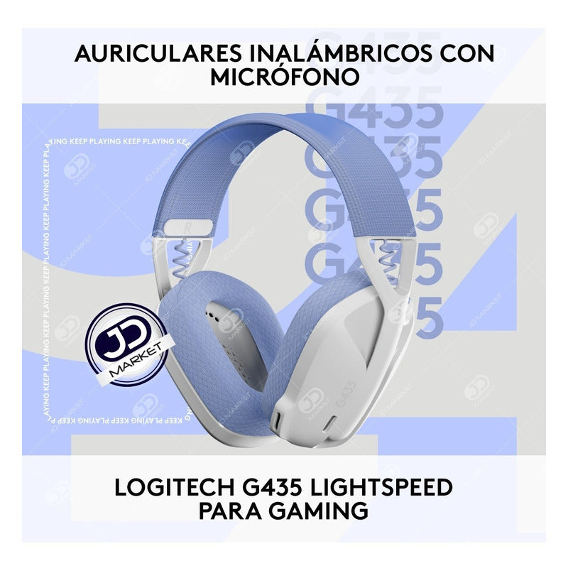Diadema Gamer Inalámbrica + Bt, Logitech G435, Pc Ps5 - Blanco
