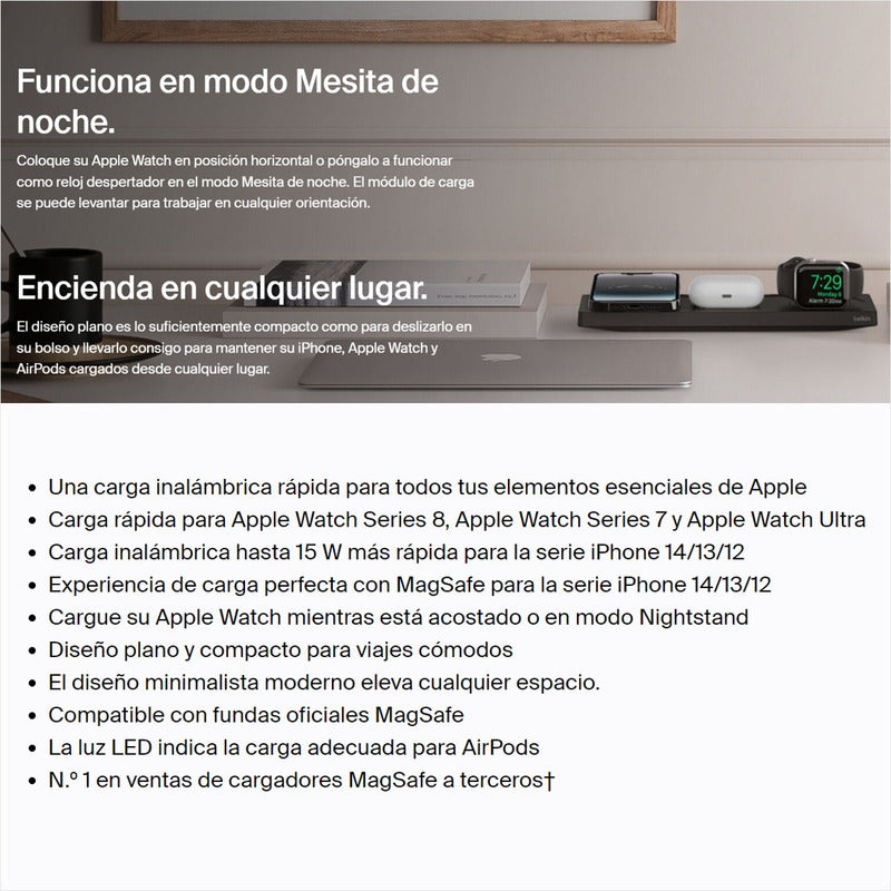 Base Carga 3en1 Wireless Magsafe 15w Belkin Boostcharge Pro