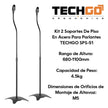 Kit 2 Soportes de Piso Universales para Altavoces TechGo SPS-51, Diseño Metálico Ajustable en Altura