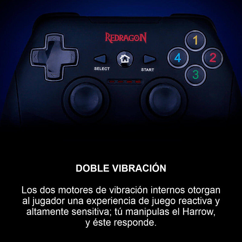 Control Gamepad Inalámbrico, Redragon Harrow G808, Pc / Ps3 Negro