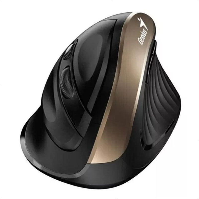 Mouse Vertical Genius Ergo 8250s Inalámbrico 6 Botones, Gold Negro-dorado
