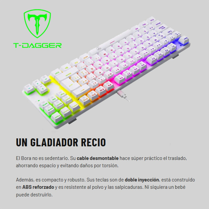 Teclado Gamer Mecánico Tkl T-dagger T-tgk315w Bora Rgb, Red