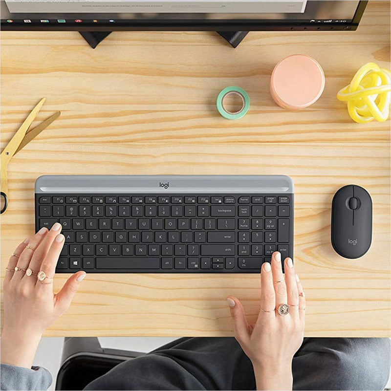 Combo Teclado Y Mouse Inalámbricos Delgados, Logitech Mk470