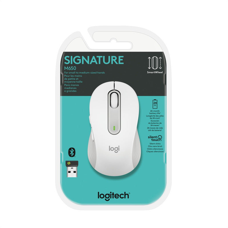 Mouse Inalámbrico / Bluetooth Logitech Signature M650, Wht